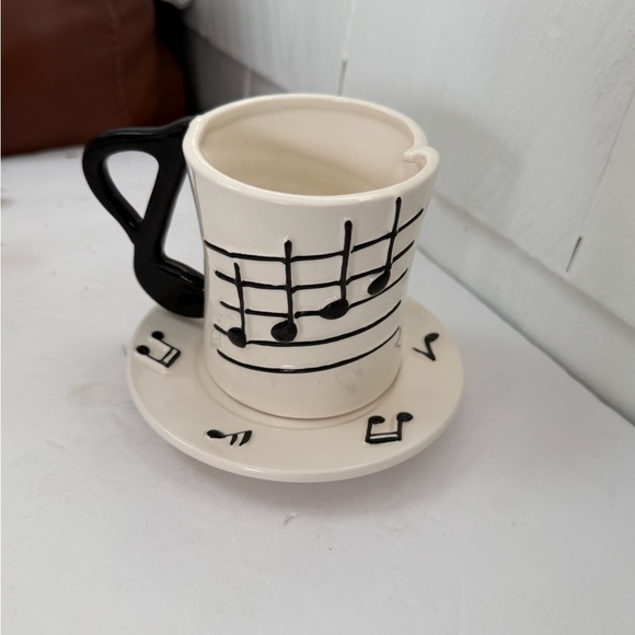 Vintage WNY 1985 Musical Note Ceramic Mug and Saucer - Picture 4 of 7